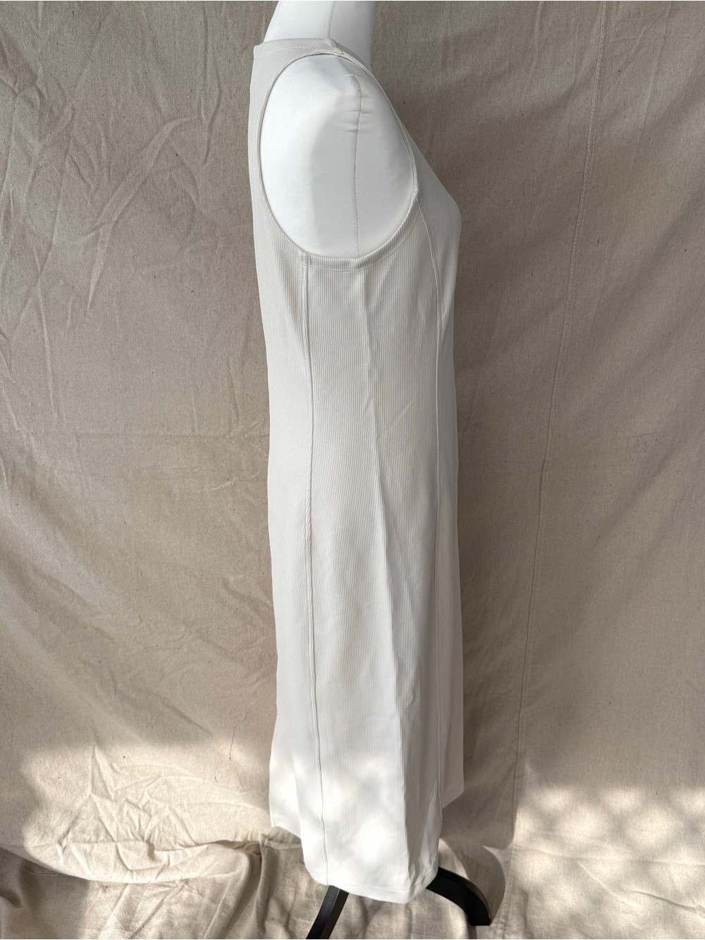 Athleta M Seasoft Rib Midi Tank Sleeveless Dress Ivory NWT - Picture 6 of 8